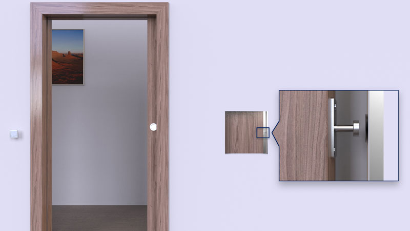 Soluciones para puertas correderas: Push-to-slide para sacar la puerta de la pared